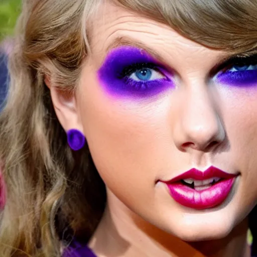 Prompt: Taylor Swift with purple face paint