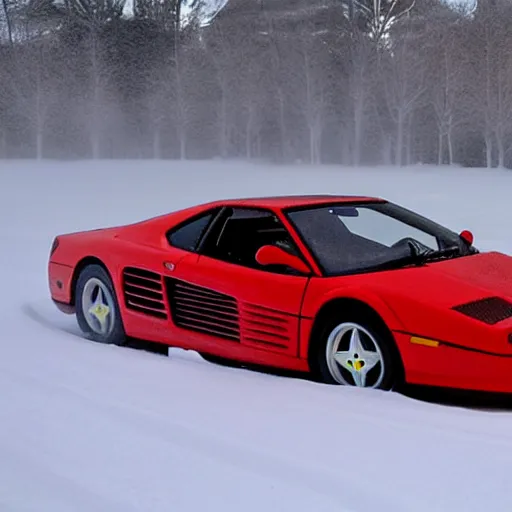 Prompt: ferrari testarossa drifting in snow, 4k