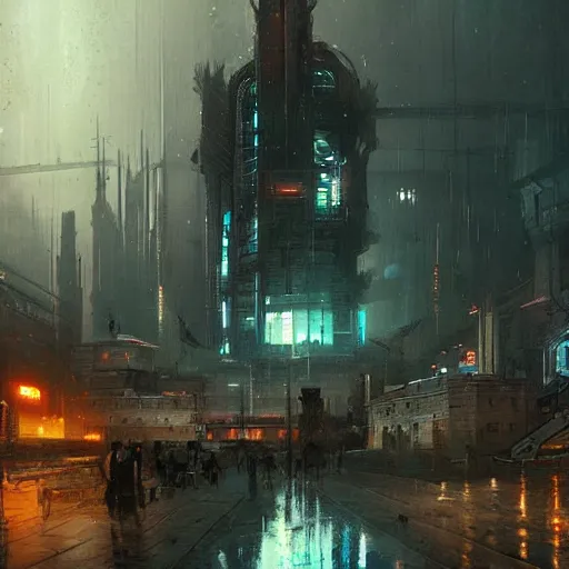 Image similar to Cyberpunk Kremlin by Greg Rutkowski