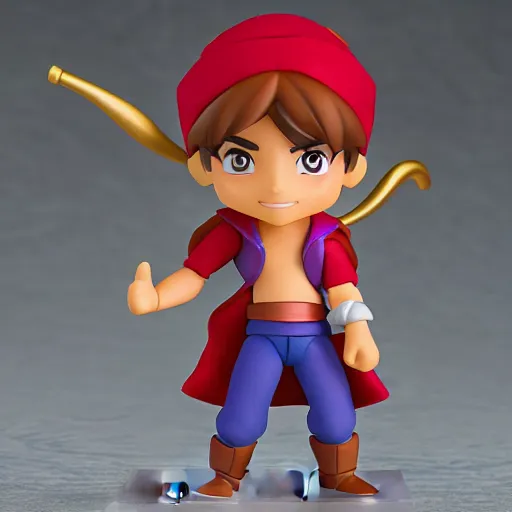 Prompt: pixar adventurer aladdin as nendoroid, side view, 8 k hd dof, kodak film,