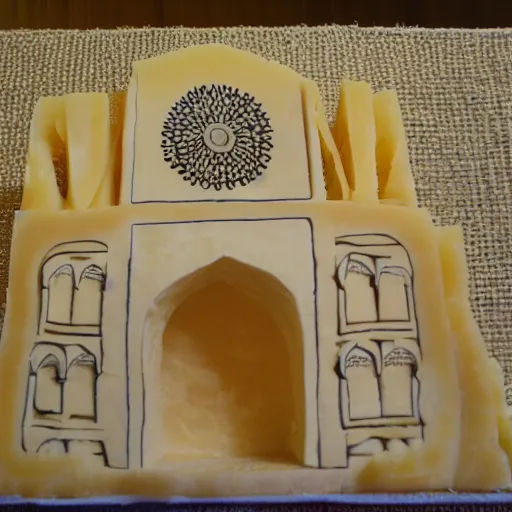 Image similar to cheese a reconstruction of the cheese taj mahal made ot of cheese, cheese