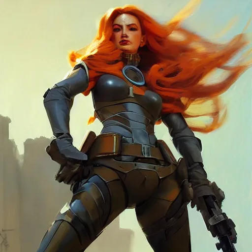 Image similar to greg manchess portrait painting of armored mara jade as overwatch character, medium shot, asymmetrical, profile picture, organic painting, sunny day, matte painting, bold shapes, hard edges, street art, trending on artstation, by huang guangjian and gil elvgren and sachin teng