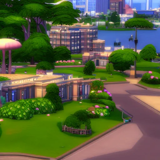 Image similar to of a new sims 4 world based on providence, rhode island