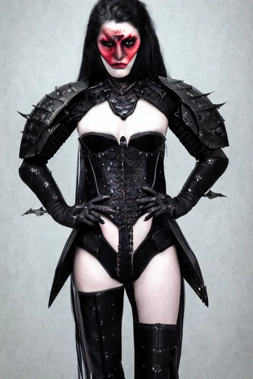 Image similar to photo of beautiful armored vampire by Lindsay Adler