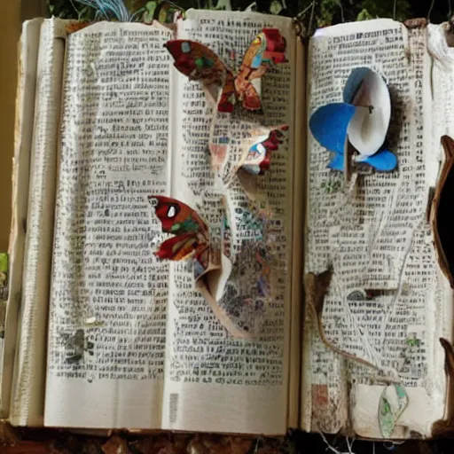 Image similar to recycled book art of disney's alice in wonderland