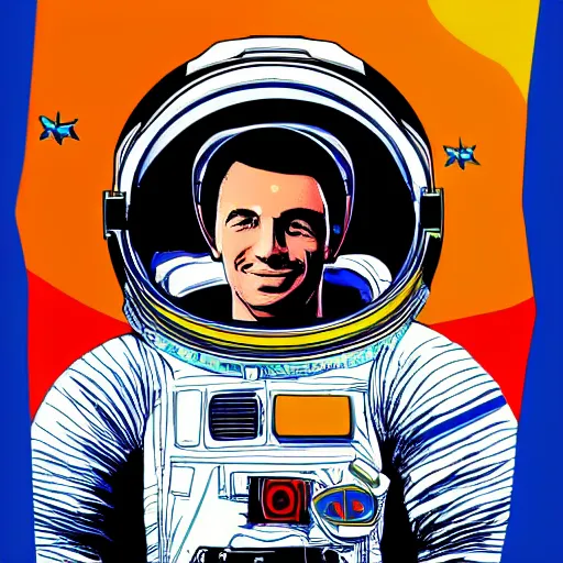 Image similar to portrait of astronaut, highly detailed, colourful, 8k wallpaper, pop art