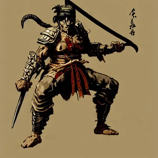 Prompt: samurai by frank frazetta, wielding a katana made of light, dynamic pose, eastern influences, fantasy, very detailed, dungeons & dragons, sharp focus, striking, artstation contest winner, detailed