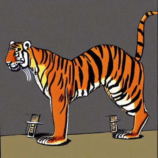 Image similar to “A cartoon of a tiger lifting weights”