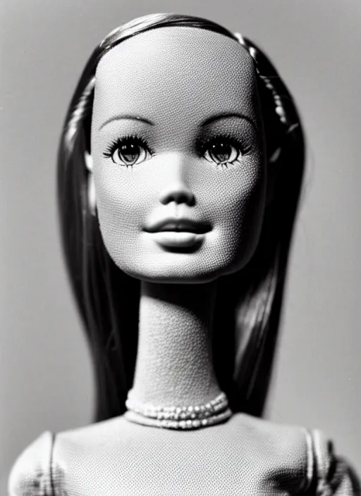 Image similar to realistic photo of a a barbie girl doll made of black brushwood, greyscale grain 1 9 6 0, life magazine photo, natural colors, metropolitan museum, kodak