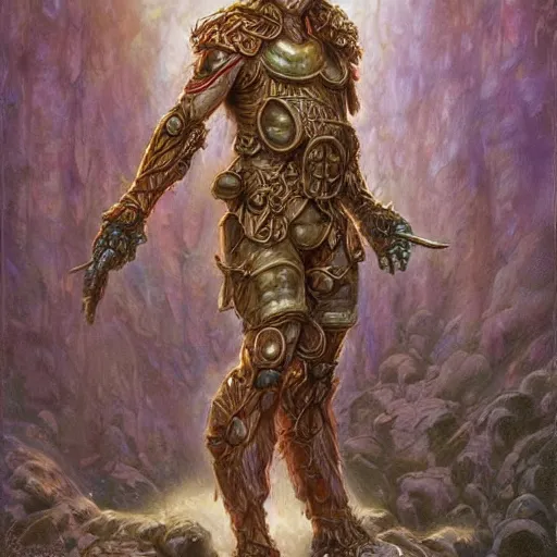 Image similar to Humanoid mushroom as a fantasy D&D character, full body art by Donato Giancola and James Gurney, digital art, trending on artstation