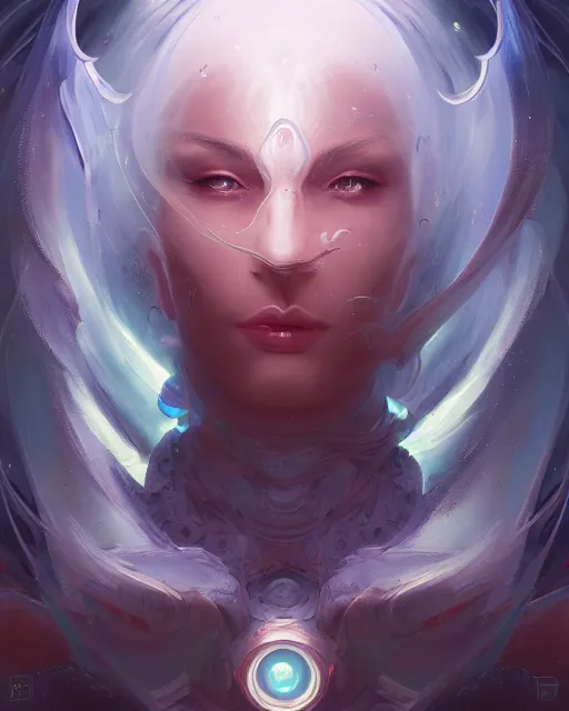 Image similar to portrait of a beautiful cybernetic emanation from angelarium, profile, by pete mohrbacher and artgerm and wlop, digital art, highly detailed, intricate, fantasy, mystical, Trending on Artstation HQ, deviantart, unreal engine, 4K UHD image