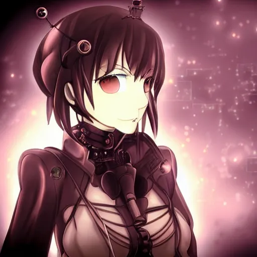 Prompt: a steampunk robotic human, dark background, super - detailed, photo - realistic, anime,