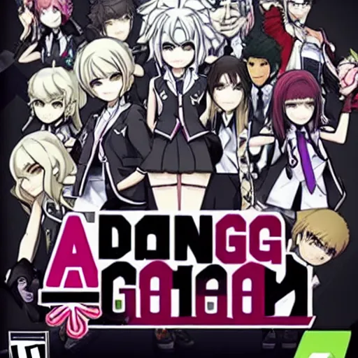 Prompt: A game cover for a new Danganronpa game, detailed