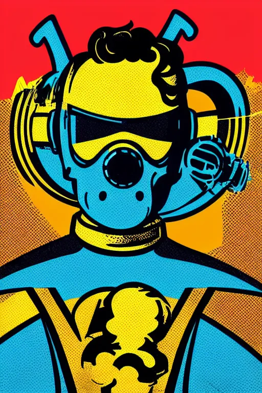 Image similar to fallout 7 6 retro futurist illustration art by butcher billy, sticker, colorful, illustration, highly detailed, simple, smooth and clean vector curves, no jagged lines, vector art, smooth andy warhol style