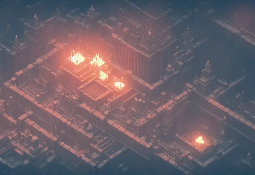 Image similar to isometric magicavoxel Bloodborne 🚀 cinematic lighting, 4k