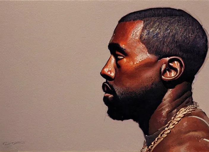 Prompt: a highly detailed beautiful portrait of kanye west, kanye west, by gregory manchess, james gurney, james jean