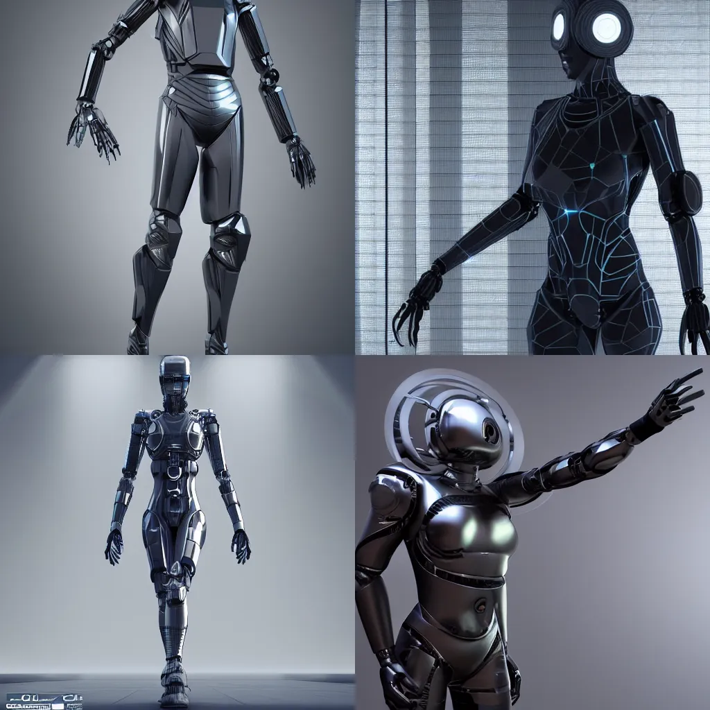 a futuristic 3D render of a humanoid made of sci fi, Stable Diffusion