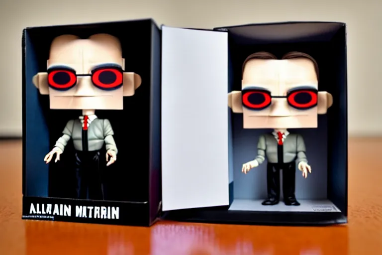 Image similar to alan turing being possessed by agent smith, stop motion vinyl action figure, plastic, toy, butcher billy style