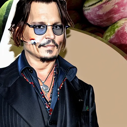 Image similar to johnny depp as a watermelon