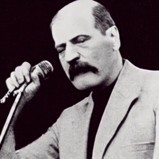 Image similar to Sigmund Freud singing like Freddie Mercury