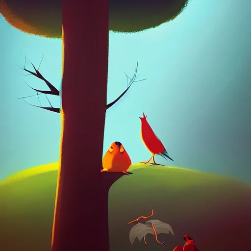 Prompt: a storybook illustration by goro fujita! a bird in a forest, sharp focus, highly detailed, artstation