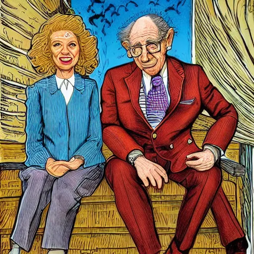 Image similar to The Artwork of R. Crumb and his Cheap Suit Dr. Ruth tells you to have more relations, pencil and colored marker artwork, trailer-trash lifestyle