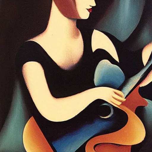 goth girl playing electric guitar at dusk, oil | Stable Diffusion | OpenArt