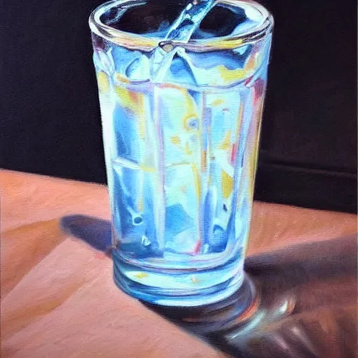 Prompt: ultra - realistic painting of a drinking ice tea. painted, intricate, ultra detailed.