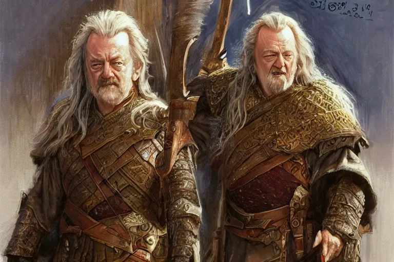 Image similar to Theoden. concept art by James Gurney.