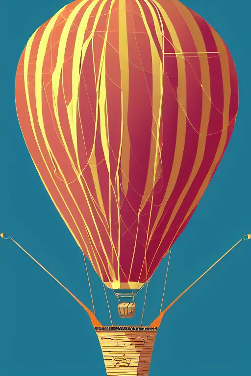 Image similar to sunrise mountain water hot air balloon illustration vector digital art by amiyakinyu trending on artstation