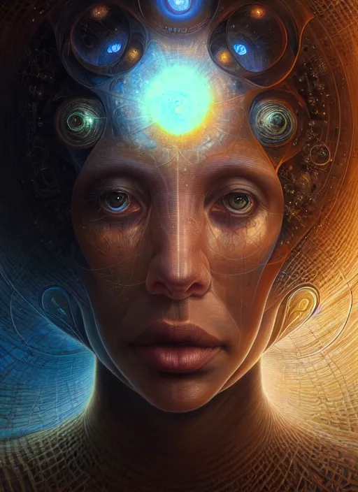 Image similar to closeup portrait shot of cosmic thoughts in a scenic dystopian environment, intricate, elegant, highly detailed, centered, digital painting, artstation, concept art, smooth, sharp focus, illustration, artgerm, tomasz alen kopera, peter mohrbacher, donato giancola, joseph christian leyendecker, wlop, boris vallejo