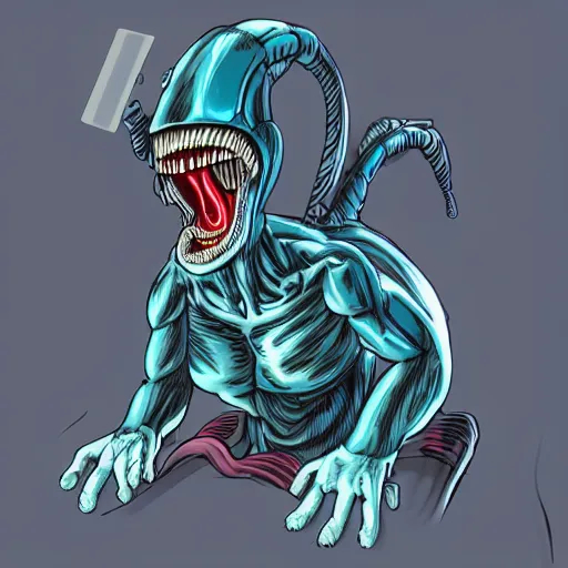 Image similar to xenomorph, wearing a silly hat, tinder profile