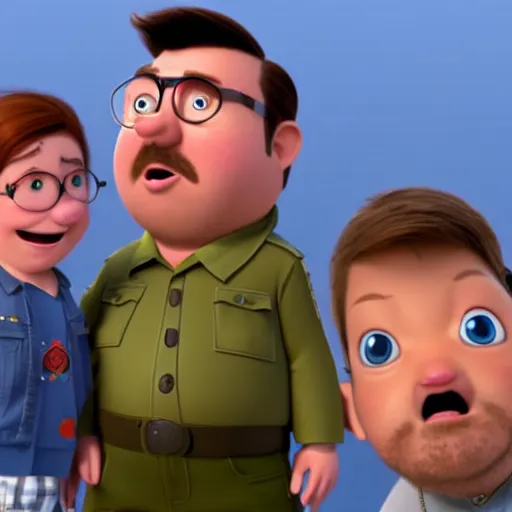 Image similar to ricky gervais as a pixar disney character from up ( 2 0 0 9 ), unreal engine, octane render, 3 d render, photorealistic