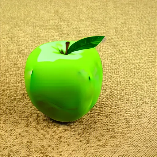 Image similar to studio shot of green apple shaped like cube, isometric perspective, green background