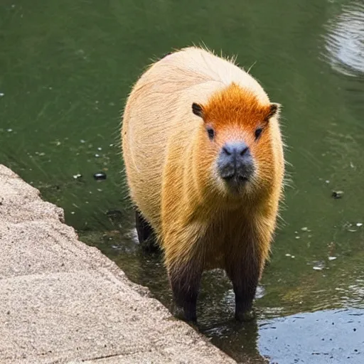 Prompt: capybara using a cellphone