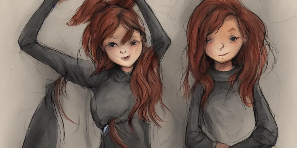 Image similar to women, dark skin, ginger, cartoon, sweatshirt, concept art, concept art, bunny ears,