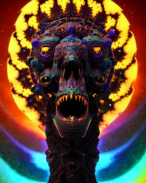 Image similar to 3 d ornate carved dark cosmic horse withfull body, sigma 5 0 0 mm f / 5. beautiful intricate highly detailed quetzalcoatl skull. bioluminescent, plasma, lava, ice, water, wind, creature, thunderstorm! artwork by tooth wu and wlop and beeple and greg rutkowski, 8 k trending on artstation