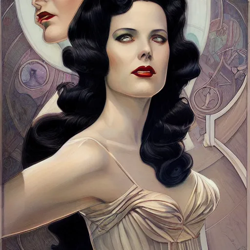 Prompt: a streamline moderne, ( art nouveau ), multi - racial portrait in the style of charlie bowater, and in the style of donato giancola, and in the style of charles dulac. intelligent, expressive eyes. symmetry, ultrasharp focus, dramatic lighting, semirealism, intricate symmetrical ultrafine background detail.