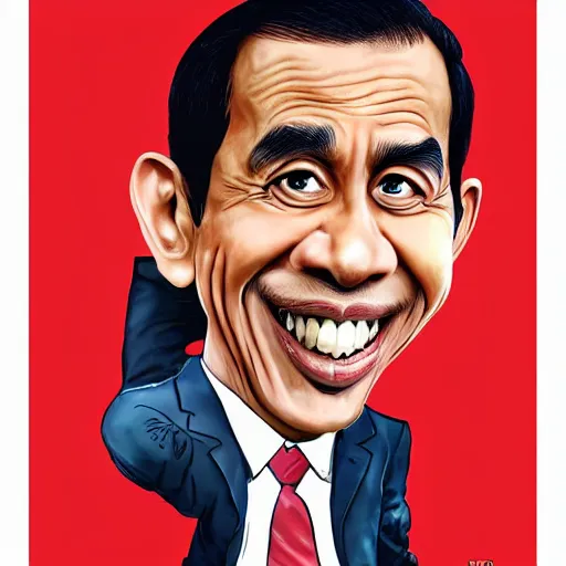 Prompt: caricature of jokowi by Mort Drucker, mad magazine, indonesia, colored with watercolor, artstation