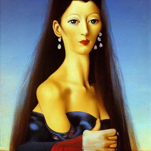 Image similar to portrait of a beautiful woman, oil painting by Dali