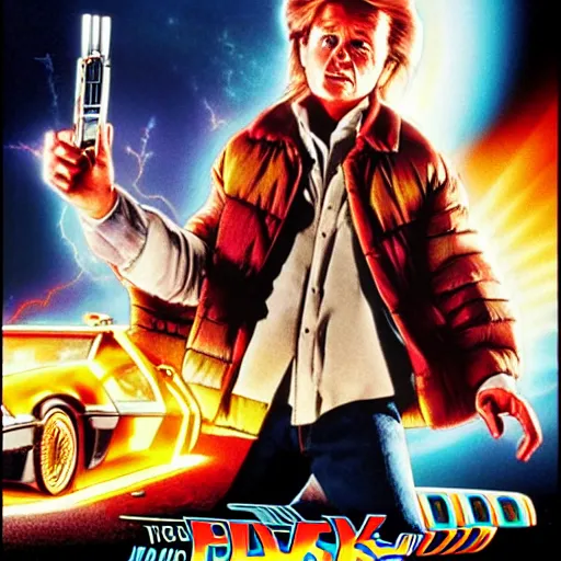 Prompt: “back to the future movie, starring jack burton. Poster”