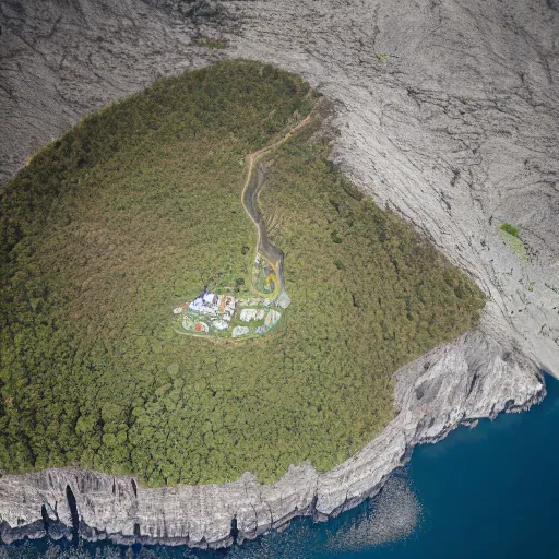 Image similar to aerial 3 5 mm photograph of flying scapecraft over laskhwadeep island