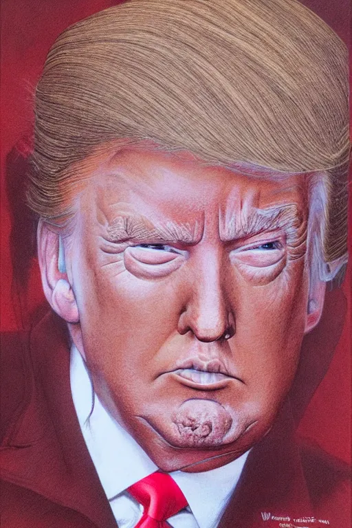 Prompt: portrait of donald trump by wayne barlowe