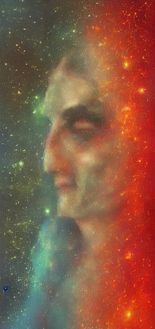 Prompt: a portrait of the space between existing and not, what lies beyond the known universe, digital art, painting, honest