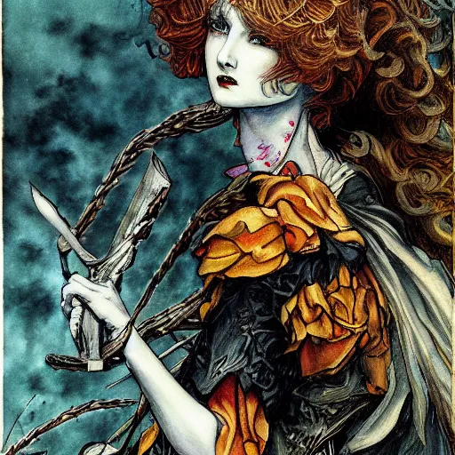 Image similar to a painting in the style of ayami kojima and in the style of charles dulac.