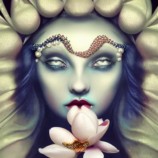 Prompt: lotus pearl by Natalie Shau, masterpiece