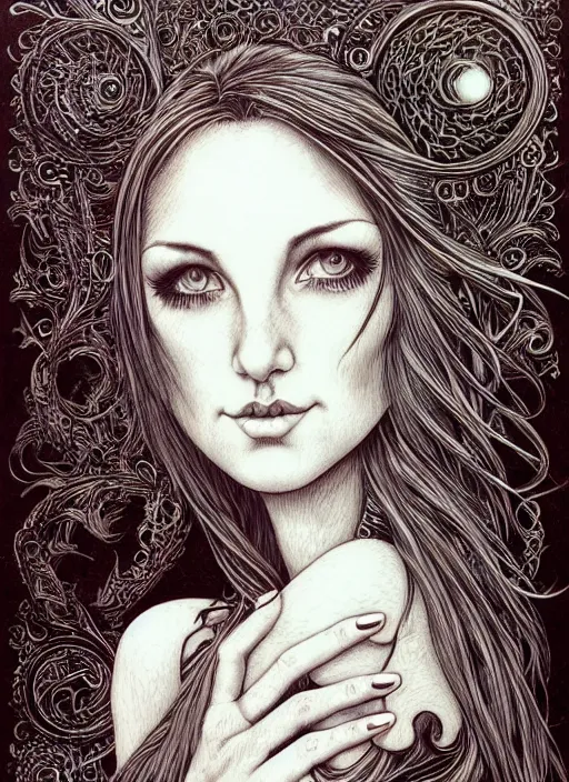 Image similar to a portrait of a pretty young lady by aaron horkey