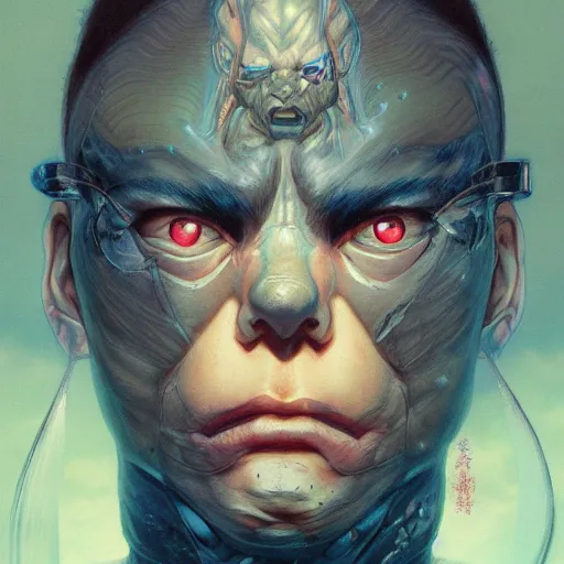 Image similar to prompt : ragnarok stalker portrait soft light painted by james jean and katsuhiro otomo and erik jones, inspired by akira anime, smooth face feature, intricate oil painting, high detail illustration, sharp high detail, manga and anime 1 9 9 9