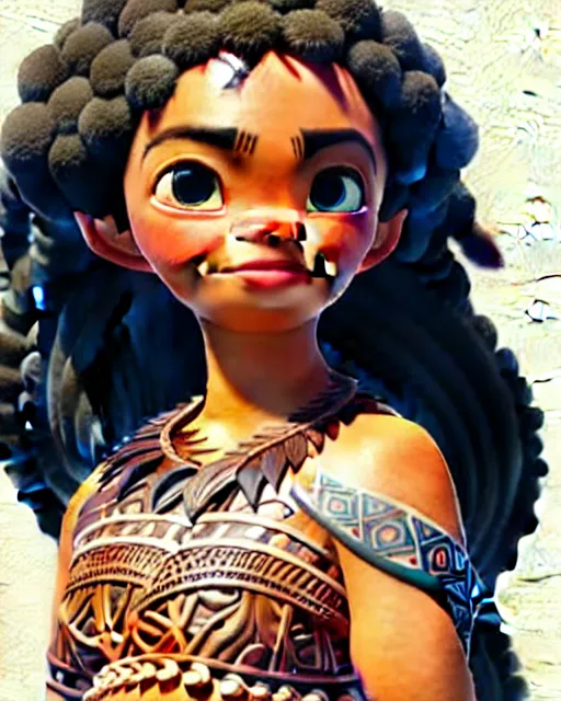 Image similar to moana, detailed perfect face, exquisite details, fire magic, mid view, design on a white background, by studio muti, greg rutkowski makoto shinkai takashi takeuchi studio ghibli