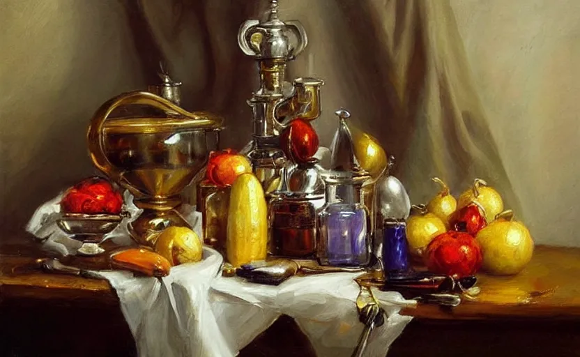 Image similar to Alchemy amazing still life composition. By Konstantin Razumov, chiaroscuro, highly detailded